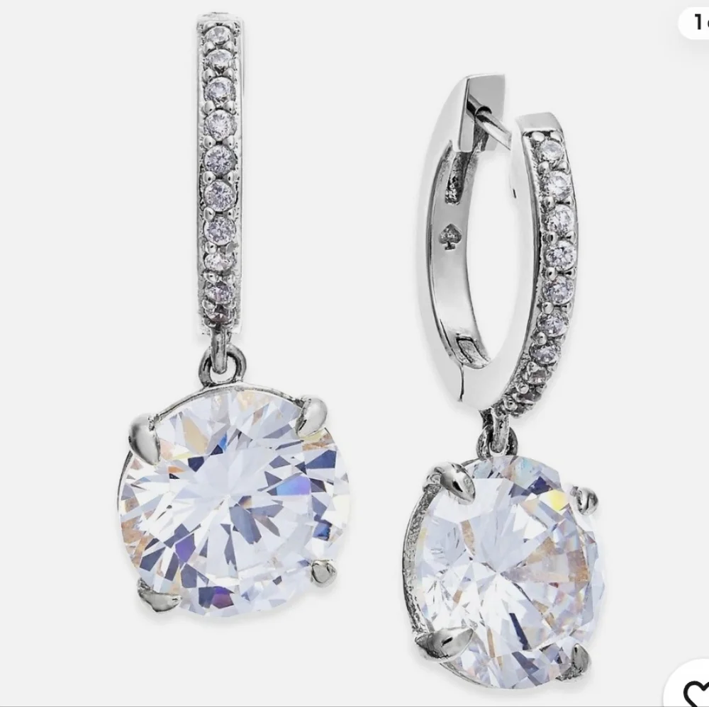 NWT Kate Spade That Sparkle Drop Earrings - Silver